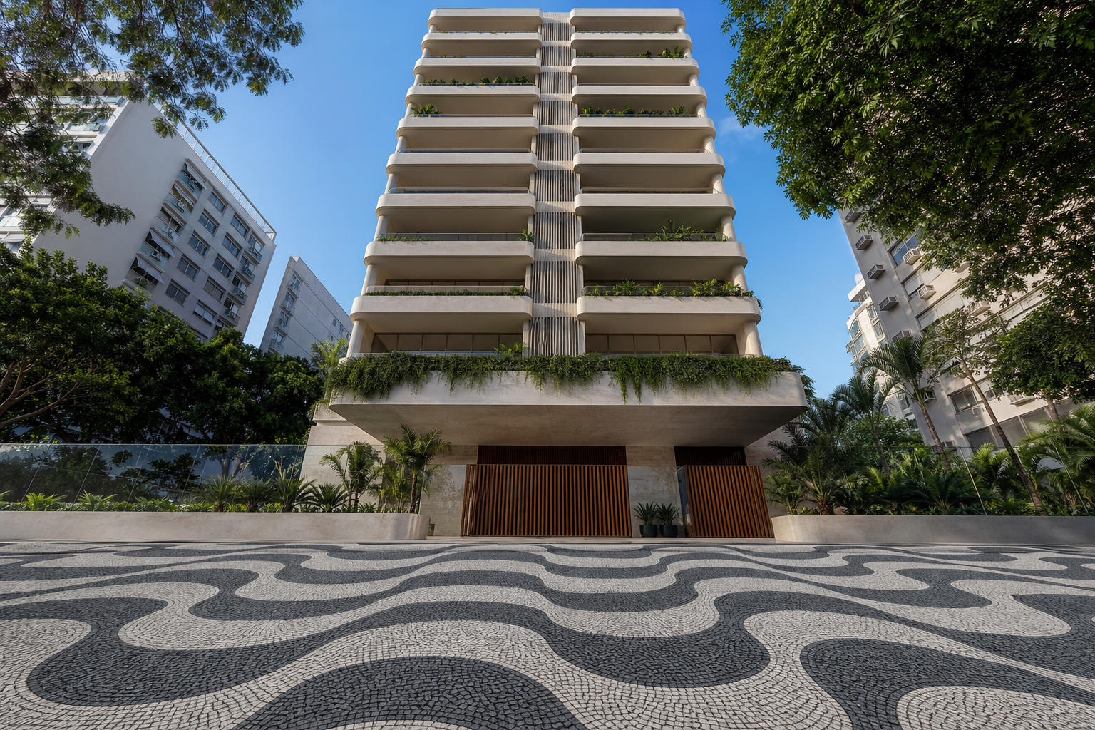 Calçada 181 seen from the Copacabana sidewalk